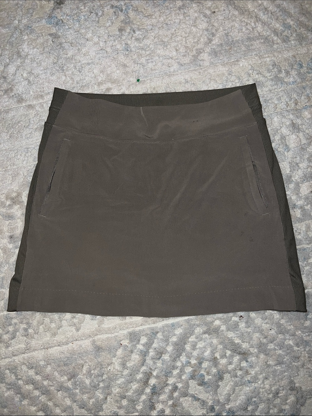 Women's Stretch A-Line Skirt in Olive with shorts